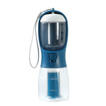 Multi functional pet water bottle with food and waste bag storage